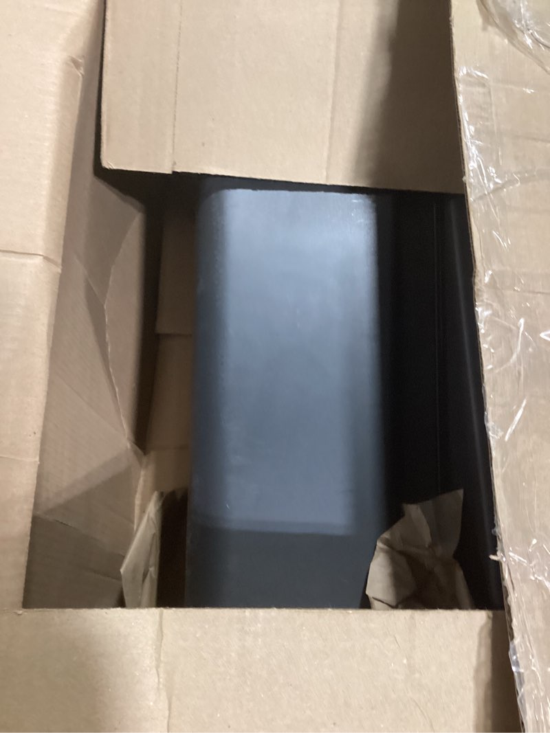 Condition photo showing New/Like New for rubbermaid premier series iii step-on trash can for home and kitchen, with stainless steel rim, 12.4 gallon, charcoal, for home/kitchen/garage/apartment/office metal rim, resin lid