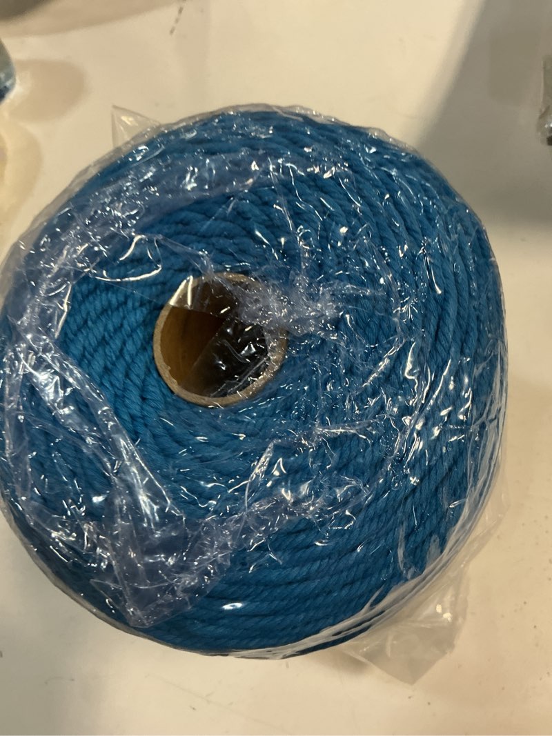 Condition photo showing Good Condition for macrame cotton cord 4mm x 547yds, zuext natural handmade peacock blue braided cords 4 strands knitted rope string for craft wall hanging weaving tapestry dream catchers hanger diy gift (500m)