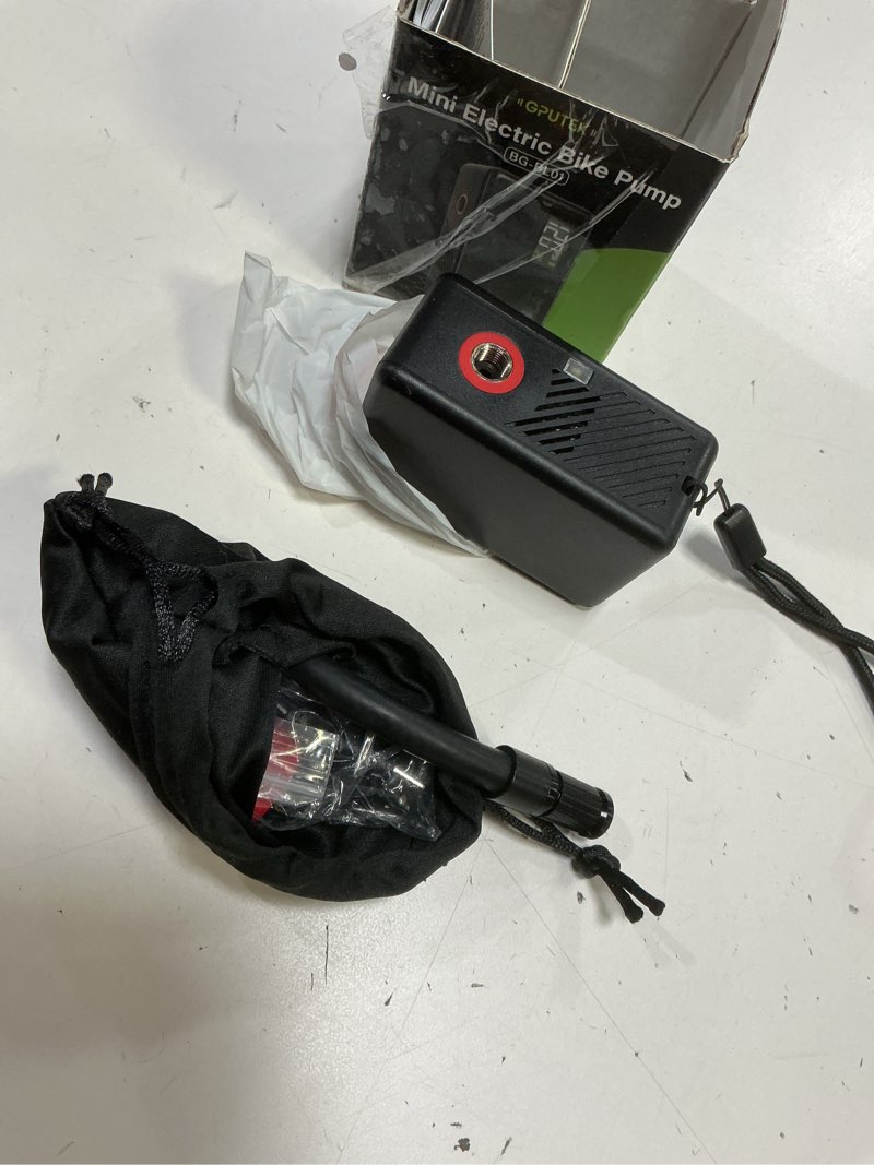 Condition photo showing As Is for gputek mini bike tire air pump: fast inflate portable small bicycle electric pump for presta and schrader valves, 120 psi high pressure pump with digital gauge for road bike, mountain bike, e-bike