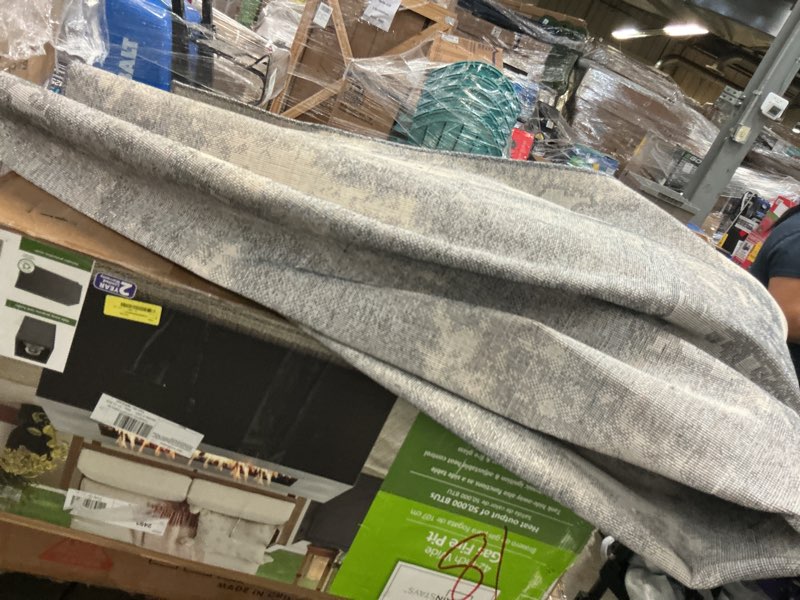 Condition photo showing As Is for tuscany patterned seville gray area rug 8’7”x13’1”