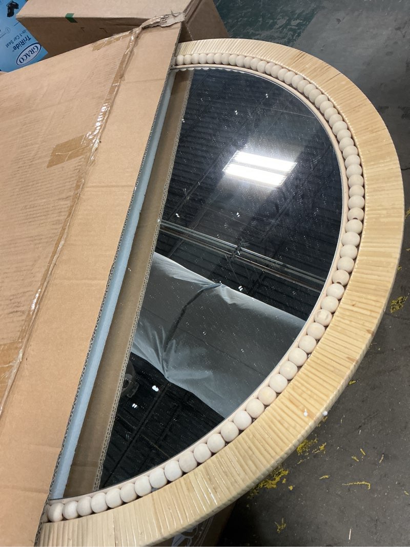 Condition photo showing New/Like New for ULIKE Round Rattan Mirror, Bathroom 30 Inch Rustic Farmhouse Wall Decor with Handmade Wicker Frame, Boho Mirror for Nursery Bedroom Living Room Entryway Round 30"L x 30"W