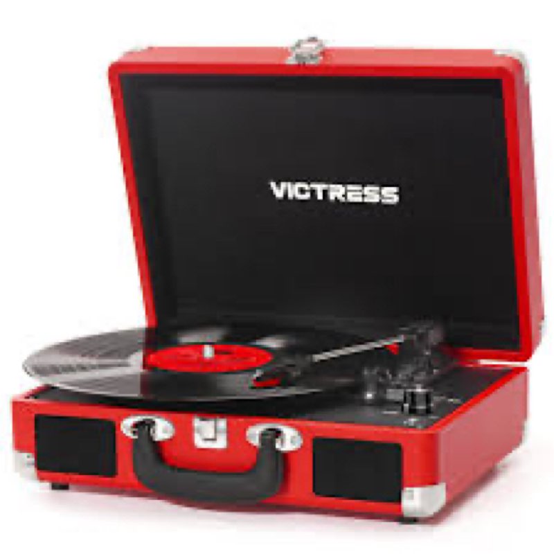 VICTRESS Vinyl Record Player, Portable Suitcase Turntable with PC Recording & Bluetooth Input/Output