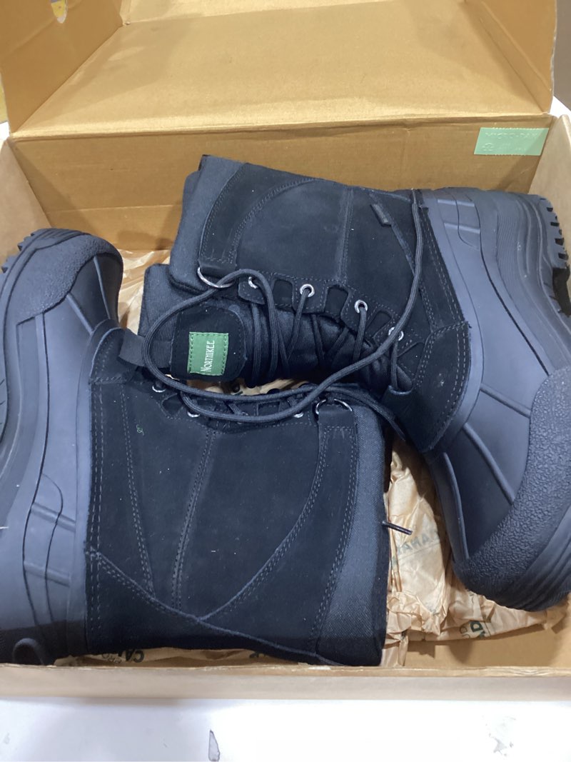Condition photo showing New/Like New for men's winter uggs are waterproof, non-slip, safe and warm outdoor classic suede, detachable lining, non-slip rubber outsole, mid-calf height boots 12 black