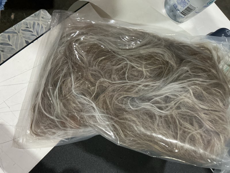 Condition photo showing Good Condition for karlery men and women long curly brown gradient white wig 70s 80s rocker mullet party funny wig costume wig