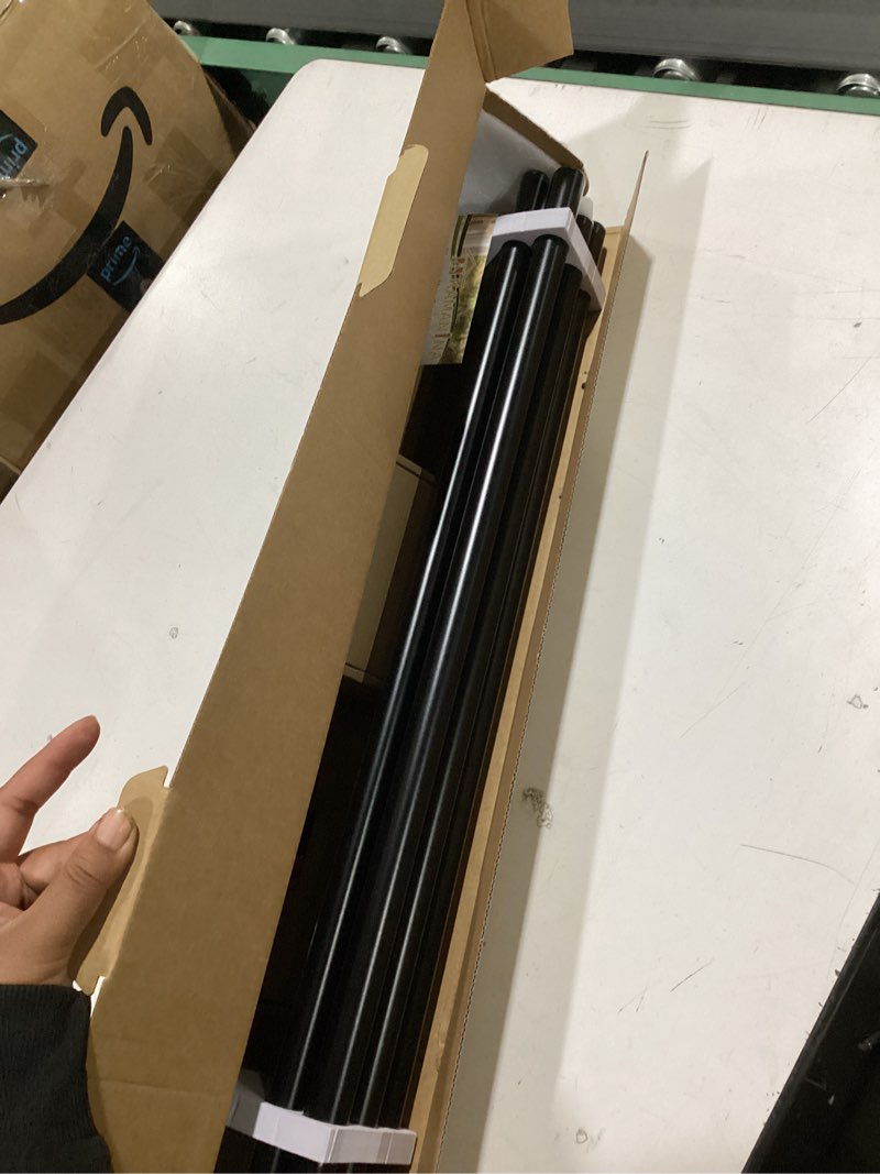 Condition photo showing New/Like New for kamanina double curtain rod 36 to 72 inches (3-6 feet), black heavy duty curtain rods for windows, 7/8 inch telescoping drapery rods with decorative twisted cage finials black 36-72"