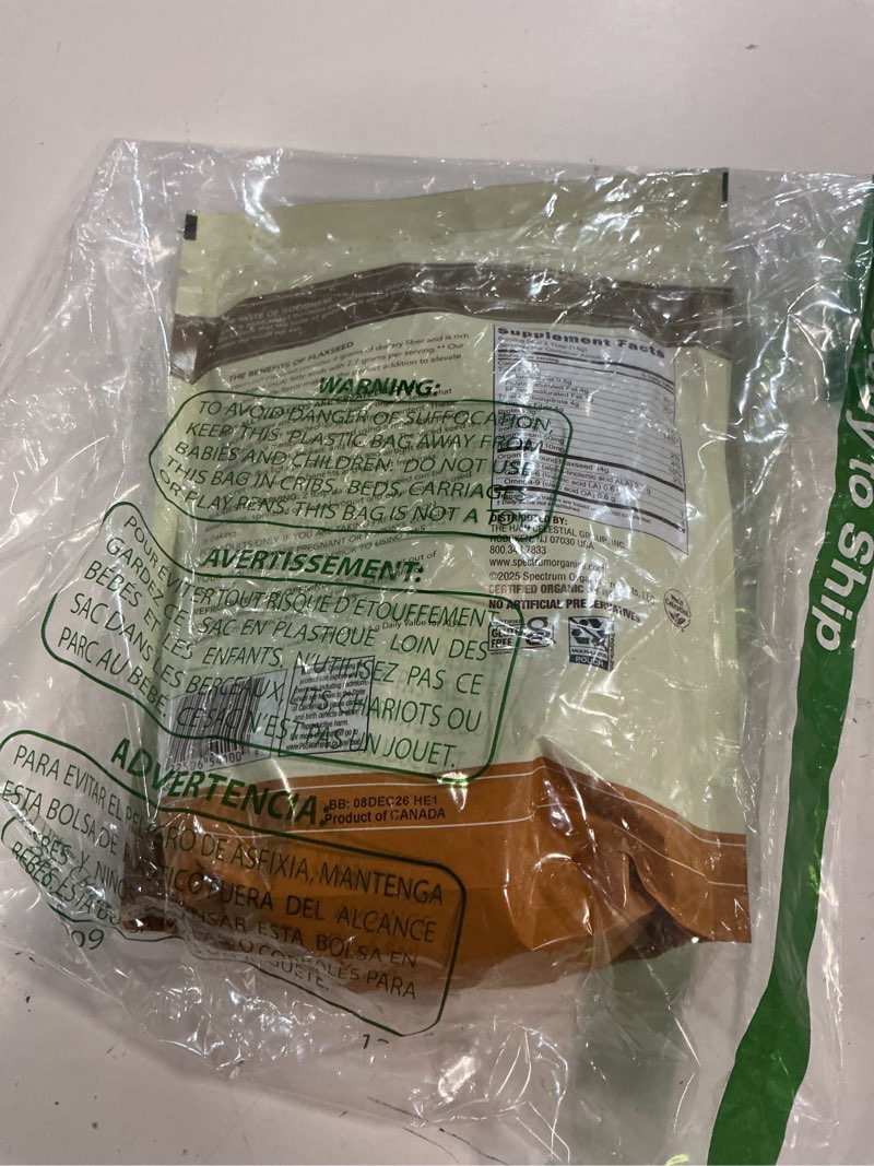 Condition photo showing Good Condition for (BB 08 DEC 2026)Spectrum Essentials Organic Ground Flaxseed, Gluten Free, 24 Oz