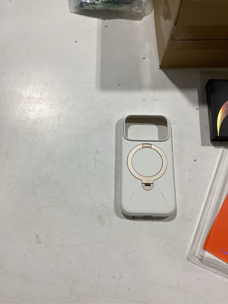 Condition photo showing Good Condition for torras q3 silicone for iphone 17 pro case with stand, fit for magsafe, magnetic 360 spin kickstand with camera control, liquid silicone rubber soft phone case for iphone 17 pro, light ivory ivory gold iphone 17 pro 6.3"