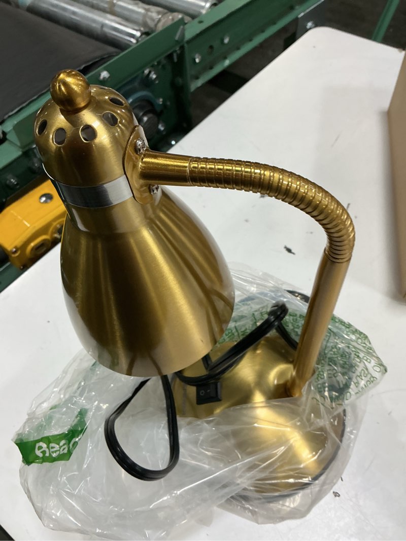Condition photo showing As Is for lepower metal desk lamp, adjustable goose neck table lamp, eye-caring study desk lamps for bedroom, study room and office (gold)