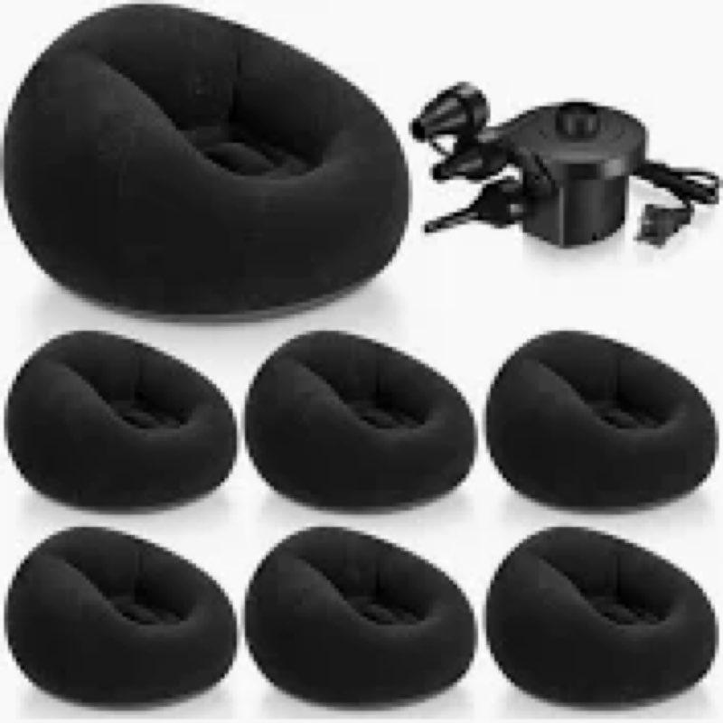 Realspring 12 Pcs Bean Bag Chairs for Adults Inflatable Chairs with Electric Air Pump,Blow up Couch Folding Portable Inflatable Couch Lazy Sofa for Reading Living Room Camping (Black)