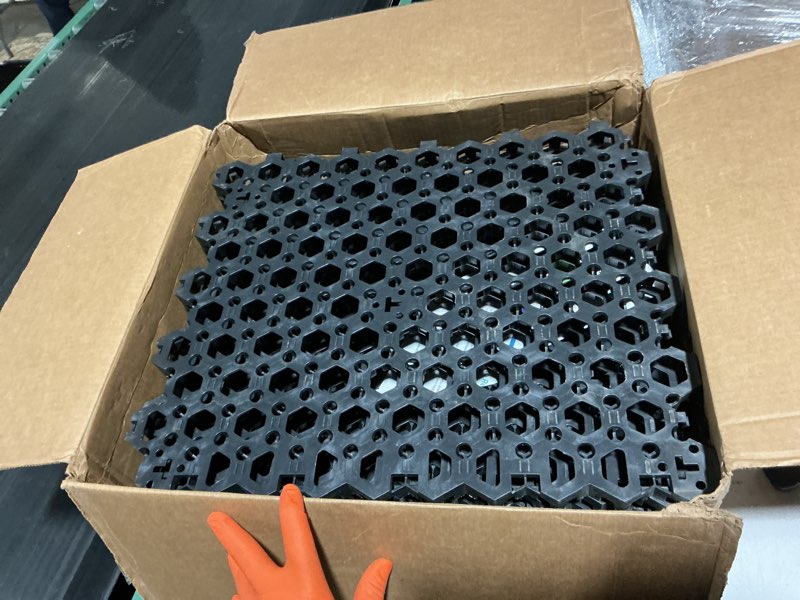 Condition photo showing Good Condition for vodaland permeable hexpave system - grass & gravel pavers - 100% recycled ppe plastic, handles 27,000 lbs, 1" depth, 65 s.f / 22 units 65 sq ft