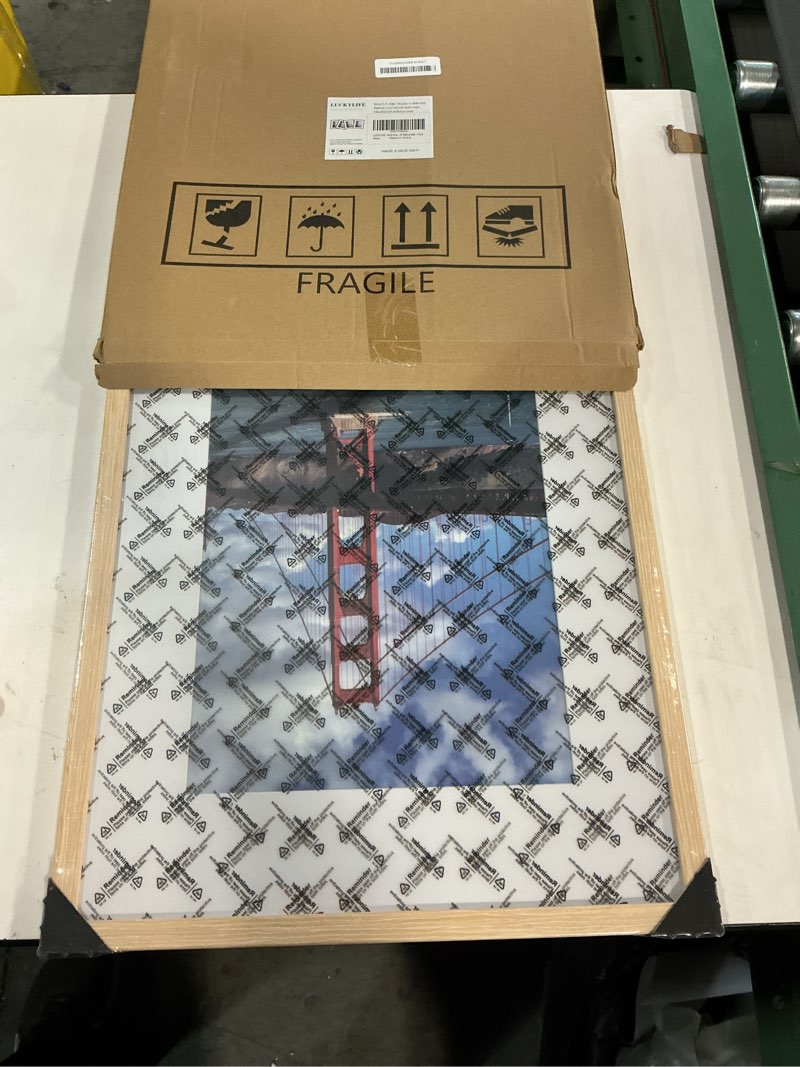 Condition photo showing New/Like New for LUCKYLIFE 16x20 Picture Frame, Natural Solid Wooden Poster Frames for Wall, Display 11x14 with Mat or 16x20 Without Mat, 1 Pack Natural 16x20