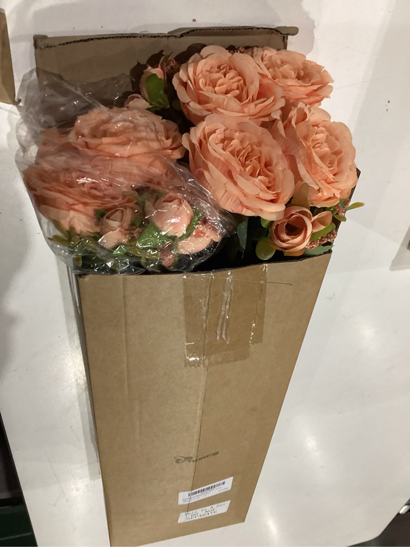 Condition photo showing Good Condition for yuxung 8 bundles artificial peonies silk flowers boho fake flowers faux flower arrangements artificial centerpiece spring bouquet flowers artificial wedding decoration bulk for floral vase (orange)