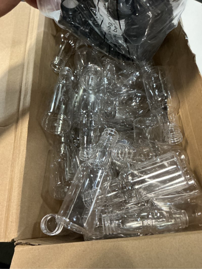 Condition photo showing Good Condition for 120 pcs mini liquor bottles airtight shot miniature empty plastic alcohol spirit shot bottles with funnels for party favors, weddings(2 oz,black) black 2 oz