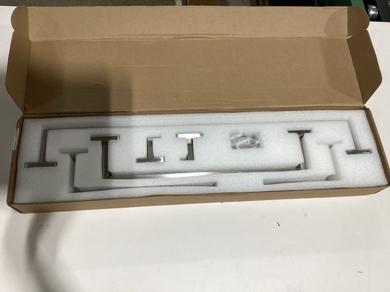 Condition photo showing New/Like New for 6 pieces bathroom accessories towel bar sus304 stainless steel brushed nickel towel holder wall mounted heavy duty towel rack bathroom towel rod modern square base design(6, brushed nickel, 24 inch) 24 inch brushed nickel 6