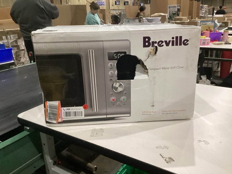 Condition photo showing As Is for Breville BMO650SIL Compact Wave Soft Close Countertop Microwave Oven, Silver