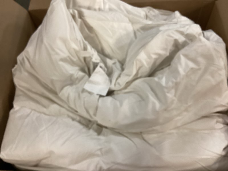 Condition photo showing As Is for Serta Goose Feathers Down Fiber Comforter Oversize Queen Duvet Insert,100% Cotton, Hotel Luxury Hypoallergenic Comforter 68oz All Season Medium Warmth 90 x 98 in White White/All Season Oversize Queen