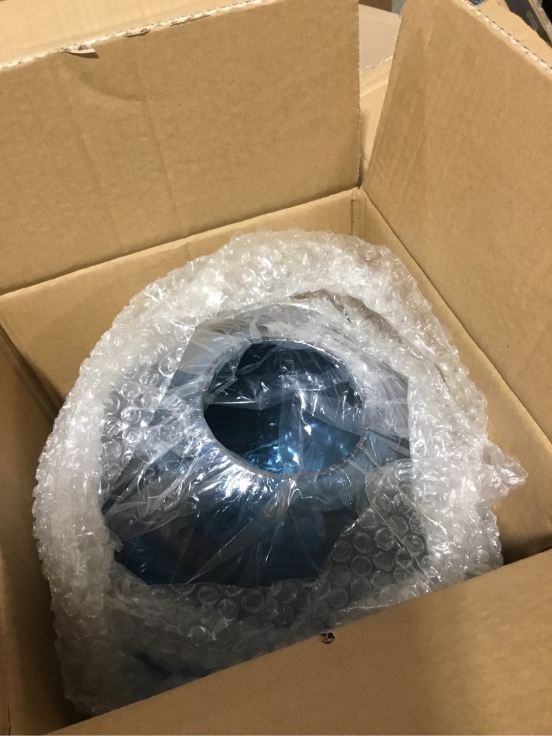 Condition photo showing As Is for KCO Lighting Modern Large Globe Pendant Light 1-Light Single Blue Glass Pendant Lighting Kitchen Island Vintage Ribbed Glass Pendant Light Contemporary Gold Hanging Light Fixture (9.8”) Blue 9.8" 1-Light