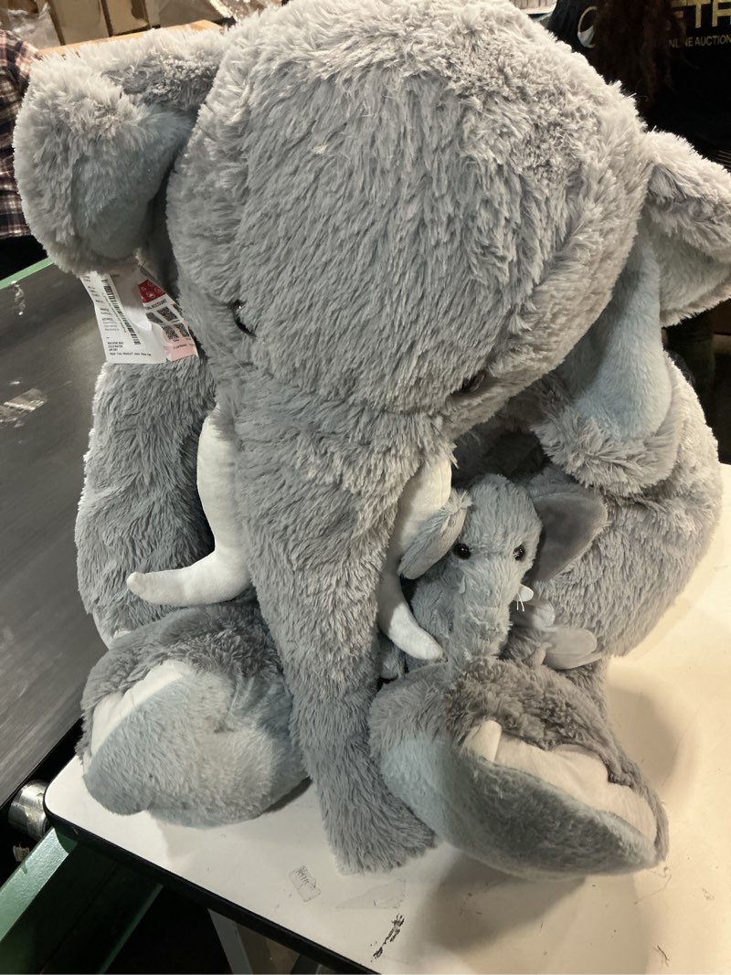 Condition photo showing Good Condition for MorisMos Giant Elephant Stuffed Animals,39" Big Mama and Baby Stuffed Elephant Plush Toys for Kid Girl Boy Adult,3ft Large Woodland Stuffed Animals Gift for Birthday Baby Shower Decor Christmas Elephant with Baby