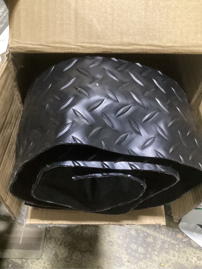 Condition photo showing As Is for Anti Fatigue Mats Industrial 2' x 5' 15/16" Thick Ergonomic Standing Mat Commercial Kitchen Mat Heavy Duty Diamond Plate Cushioned Shop Floor Mats Helps Relieve Back and Leg Soreness 2' x 5' Black