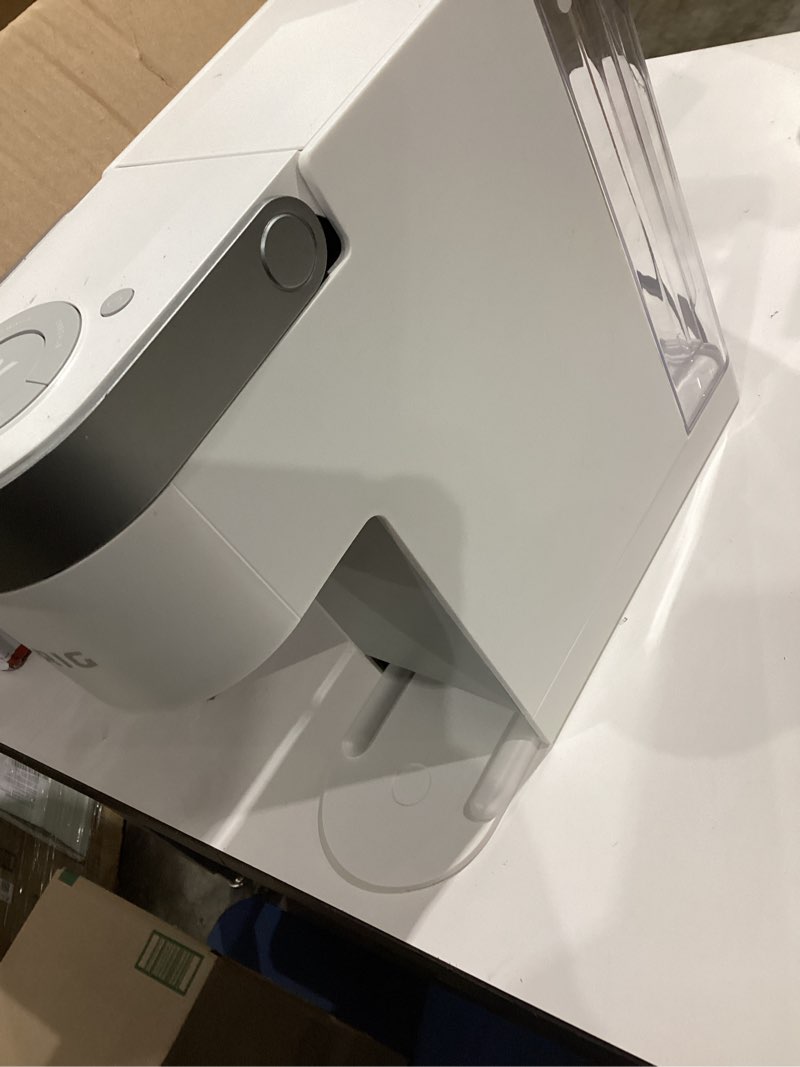 Condition photo showing As Is for keurig k-slim single serve k-cup pod coffee maker, multistream technology, 3 brew sizes, slim and sleek design, 46oz removable reservoir, white