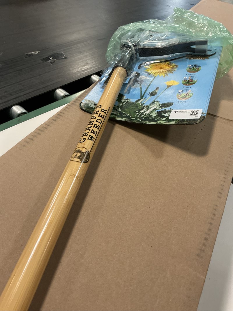 Condition photo showing Good Condition for grampa's weeder - the original stand up weed puller tool with long handle - made with real bamboo & 4-claw steel head design - easily remove weeds without bending, pulling, or kneeling.