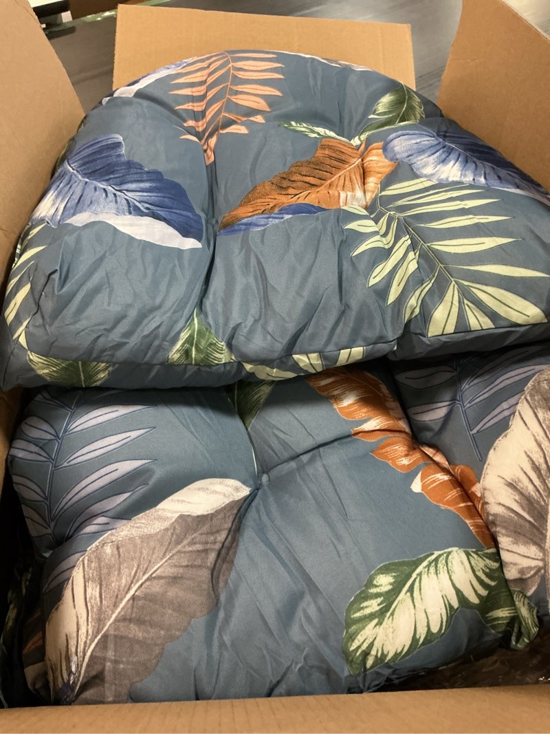 Condition photo showing Good Condition for wicker chair cushions set, 2 u-shaped cushions & 1 loveseat, waterproof outdoor loveseat cushion for patio furniture, settee bench pad all weather,blueleaf blueleaf wicker chair cushions