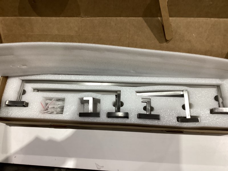 Condition photo showing Good Condition for TURS 5-Piece Bathroom Hardware Set Brushed Nickel Towel Bar Set Bath Towel Holder Sets Hand Towel Holder 2 Towel Hooks, SUS 304 Stainless Steel, Q7BR-P5