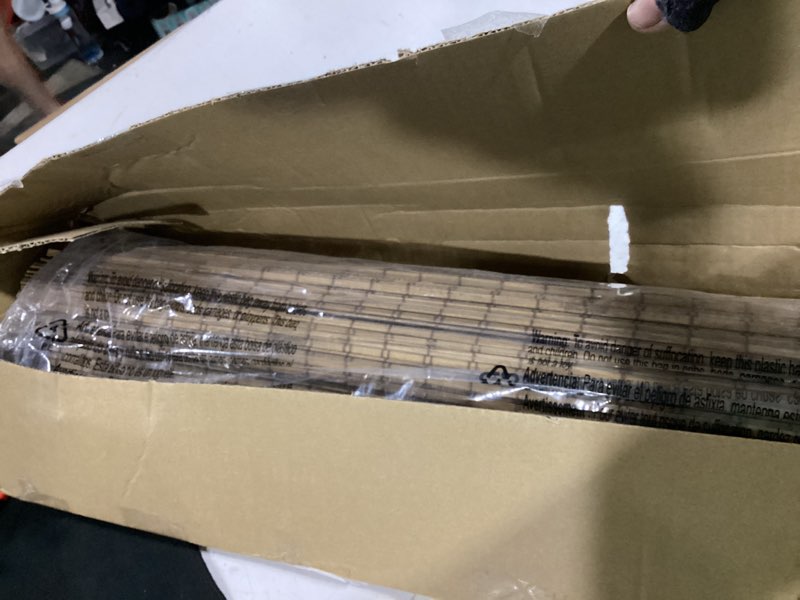 Condition photo showing Good Condition for unishades cordless bamboo roman shades for windows, blinds size (35" w ×64" h) colour (highfield teak) ?room darkening?highfield teak 35" w × 64" h