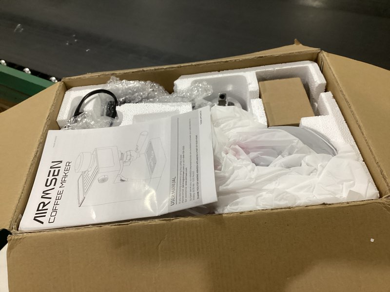 Condition photo showing As Is for airmsen espresso machines with burr grinder, 20 bar, milk frother steam wand, stainless steel coffee maker for home - cappuccino latte & ??cold brew?? iced coffee maker & americano