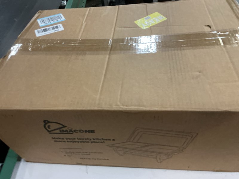 Condition photo showing New/Like New for imacone chafing dish buffet set of 2, 8qt stainless steel rectangular chafers and buffet warmer sets for catering, foldable complete set w/half size food pan, lid, fuel holder for event party holiday 1/2 size food pan-2 pack