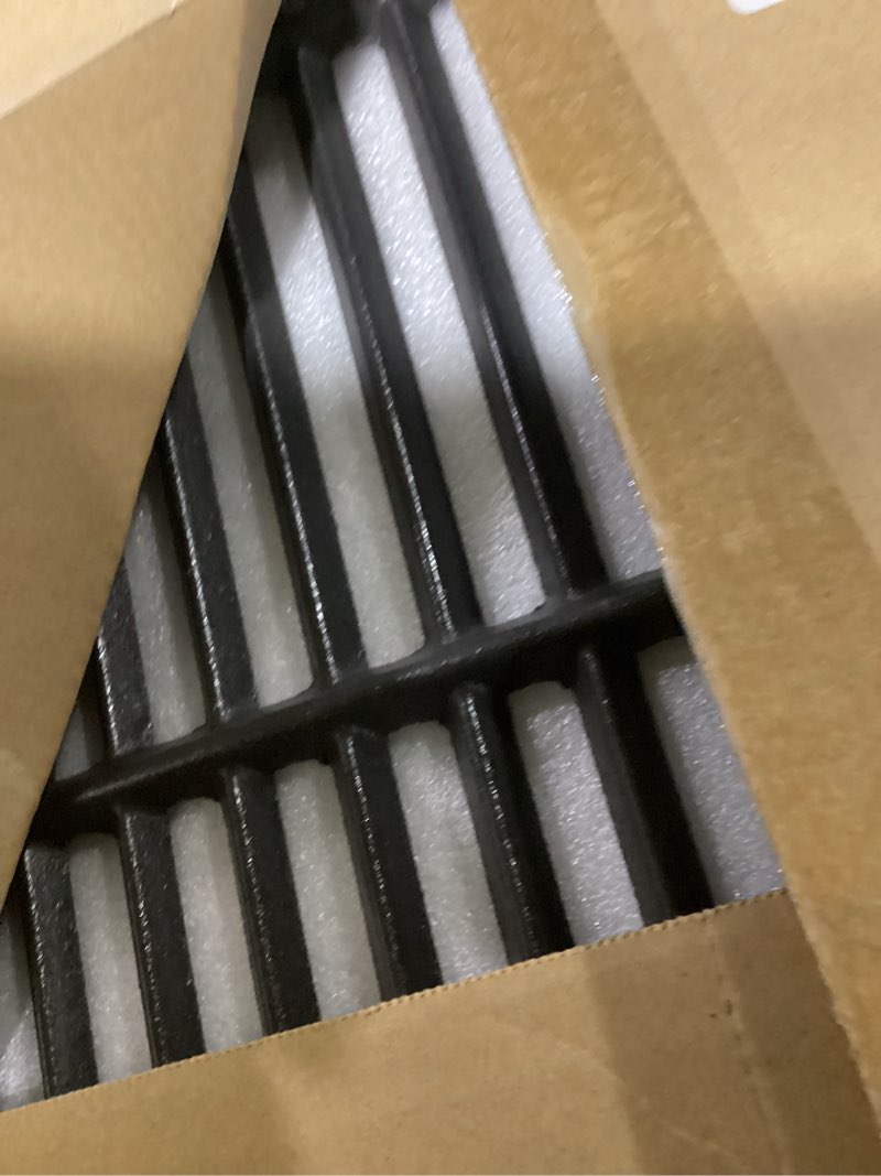 Condition photo showing As Is for 7638 cast iron grill grates, compatible with weber spirit 300 series (2007–2017 front control) & spirit ii 300 gs4 (2018+), fits e-310, e-330, s-330, 17.5" x 11.9", 2-pack spirit 300 (3-burner)