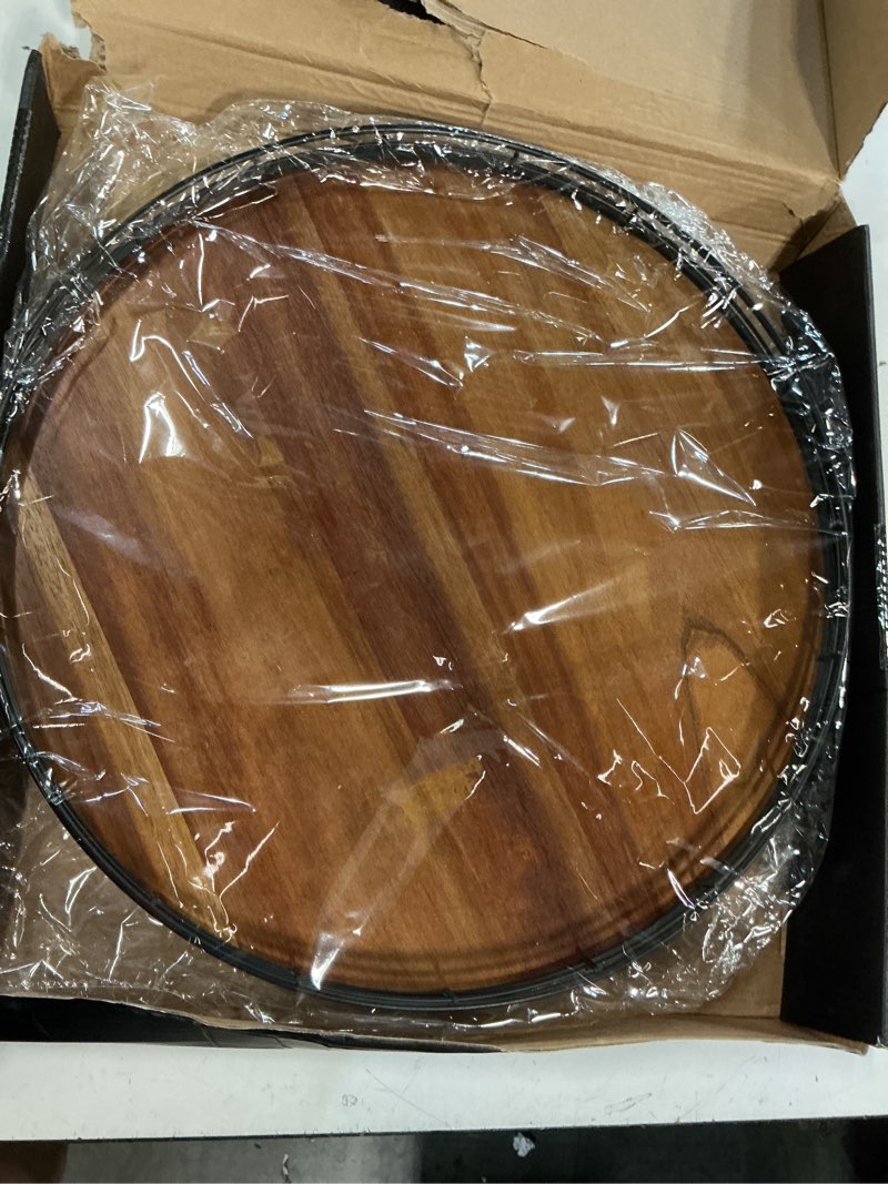 Condition photo showing Good Condition for acacia wood 16" lazy susan turntable organizer for table top, farmhouse large round lazy susan for cabinet kitchen centerpieces dining table, for condiments charcuterie, bathroom vanity tray decor