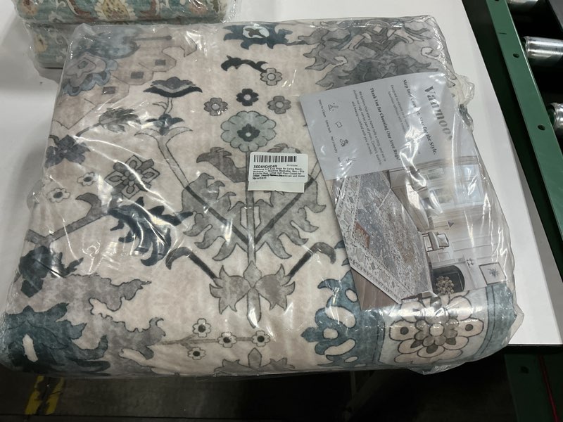 Condition photo showing New/Like New for 5x7 Area Rugs for Living Room, Bedroom - Machine Washable, Non-Slip Bedside Rug, Large Soft Floor Carpet for Office, Dining Room, Farmhouse and Home Decor, Cozy Elegance/Blue 5' x 7' Cozy Elegance / Blue