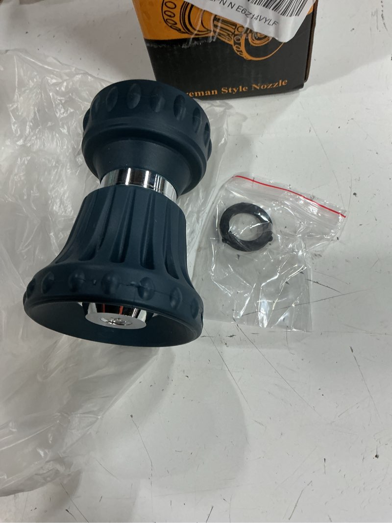 Condition photo showing Good Condition for fanhao fireman style garden hose nozzle, heavy duty high pressure adjustable sprayer, leak-proof metal fire hose sprayer nozzle for for car washing, patio cleaning, lawn & pet showering dark blue