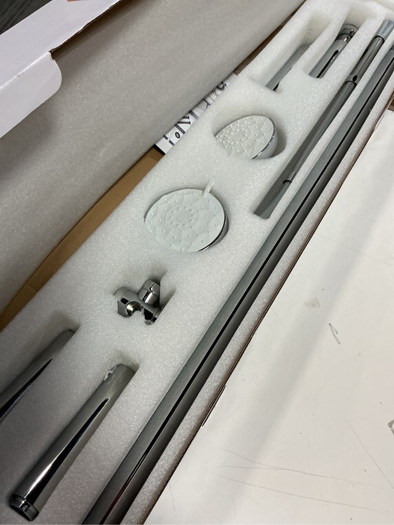 Condition photo showing Good Condition for Dual Shower Head with Handheld for Couples, High Pressure Double Shower Heads for Two People Rod, Two Showerhead System Fit 2 Person, Gifts for Women Men, SPA-Like (Black, Segmented Design)