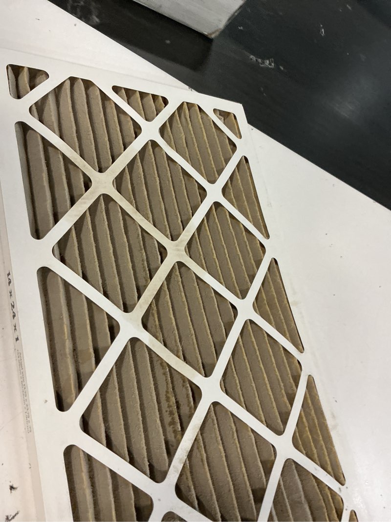 Condition photo showing As Is for eco-aire 18x28x1 merv 13, pleated air filter, 18x28x1, box of 6, made in the usa