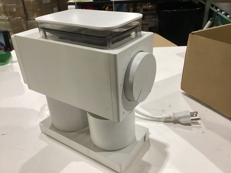 Condition photo showing Good Condition for incomplete fellow gen 2 ode brew grinder - burr coffee grinder electric - coffee bean grinder with 31 settings for drip, french press & cold brew - small footprint electric grinder - matte white
