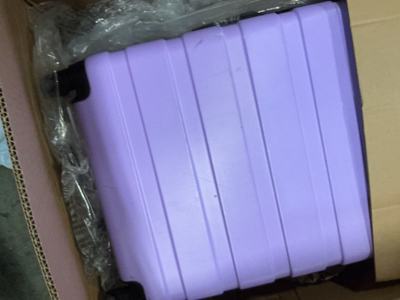 Condition photo showing As Is for suitour 6 piece luggage sets, 16, 20, 24, 28 inch hardside carry-on and checked suitcase set with expandable travel duffle bag sets(purple) 6 piece(16+20+24+28) purple