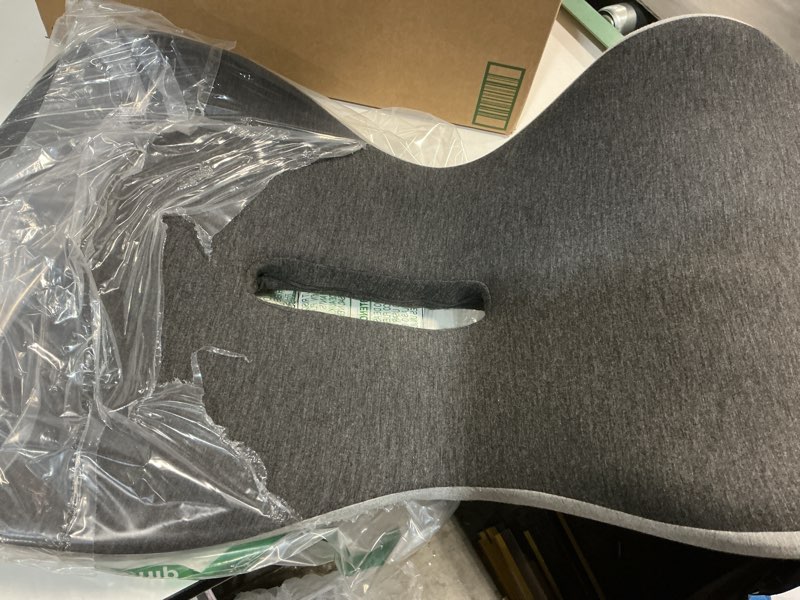 Condition photo showing As Is for Memory Foam L-Shaped Integrated Seat Cushions, Butt Pillow with Back Support, Ergonomic Cushions with Lumbar Support, Office Chair Seat Cushion for Lower Back Tailbone Protection Black+grey