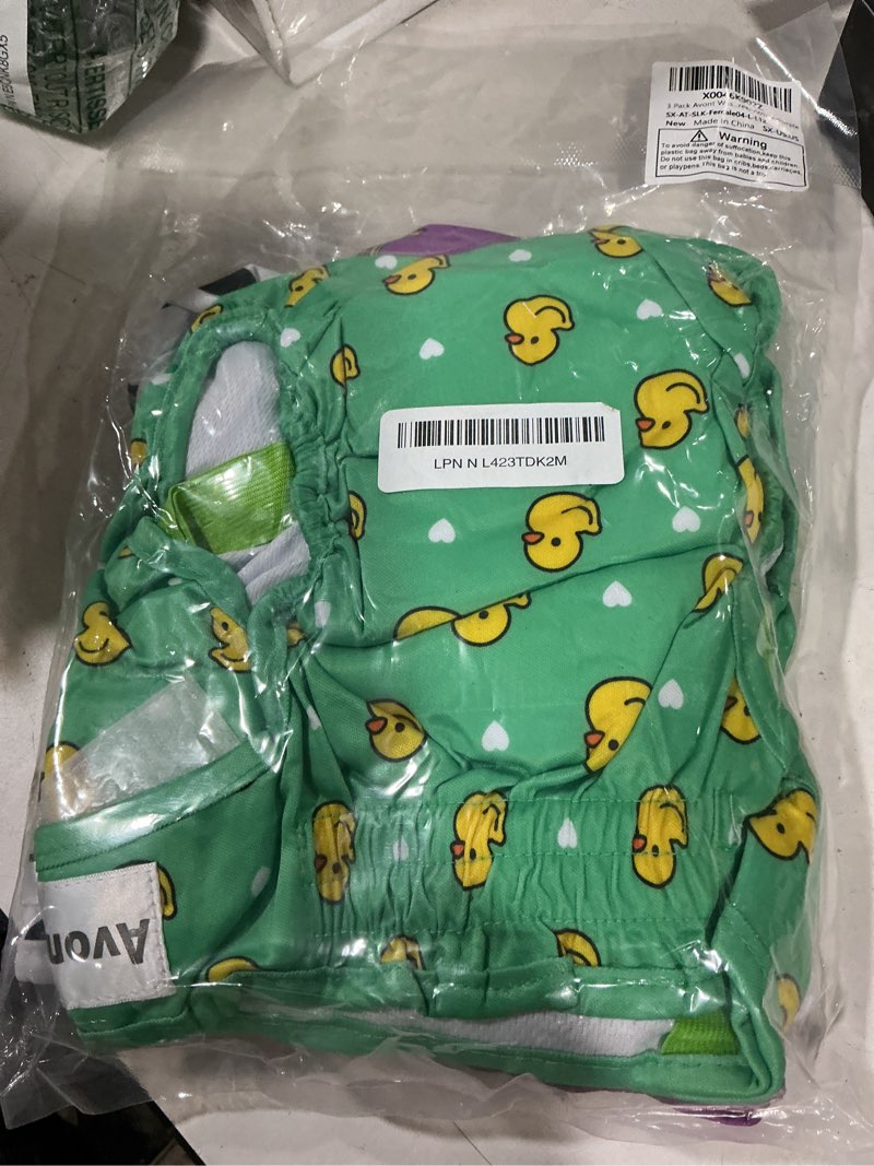 Condition photo showing Good Condition for 3 pack avont washable female dog diaper with suspender, reusable girl doggie diapers for small medium large doggy in heat cycle period incontinence l green/white/purple…
