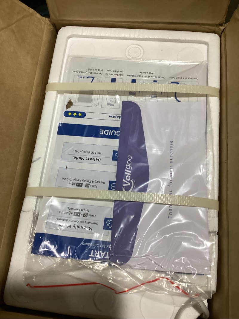 Condition photo showing New/Like New for vellgoo 4000 sq.ft dehumidifier, 64 pint smart humidity control, drain hose | energy star most efficient 2024, for basement home garage, 3 drainage options, auto defrost, auto restart, easy mobility 64 pints - 4,000 sq.ft