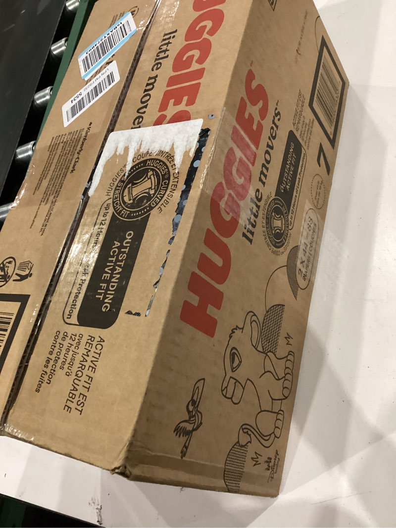 Condition photo showing New/Like New for huggies size 7 diapers, little movers baby diapers, size 7 (41+ lbs), 88 count (2 packs of 44), packaging may vary