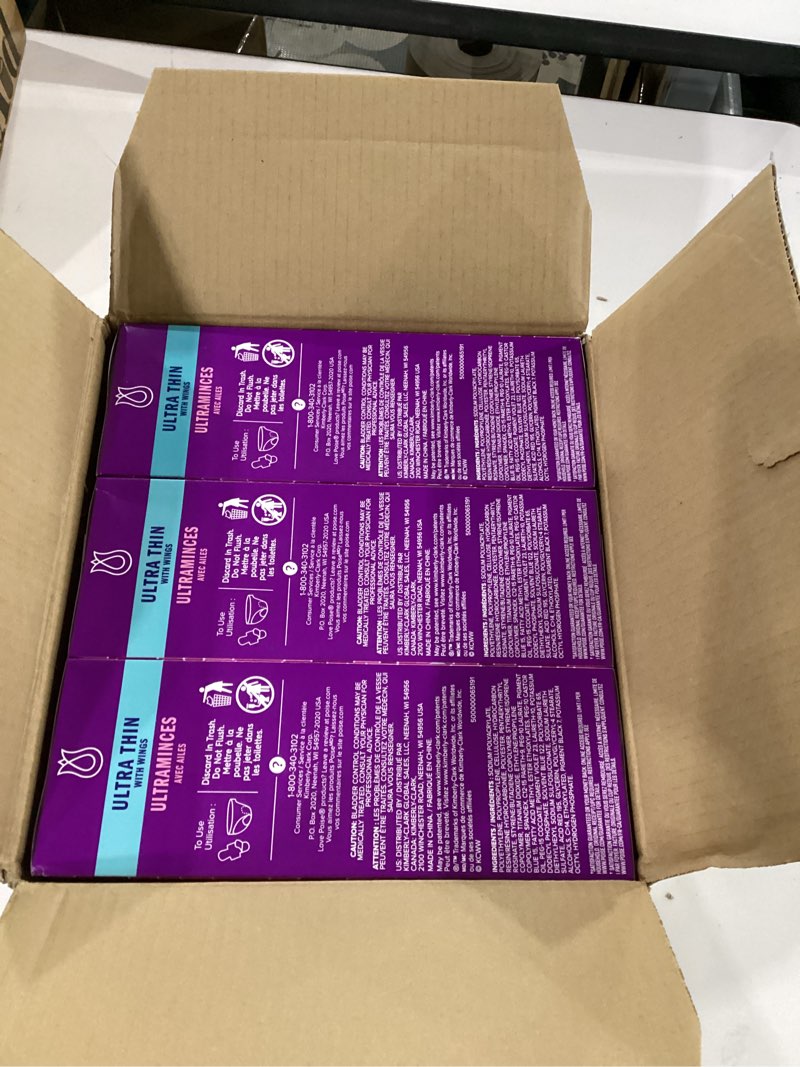 Condition photo showing New/Like New for poise ultra thin incontinence & postpartum pads with wings for bladder leaks, 5 drop maximum absorbency, long length, 60 count, packaging may vary long 60