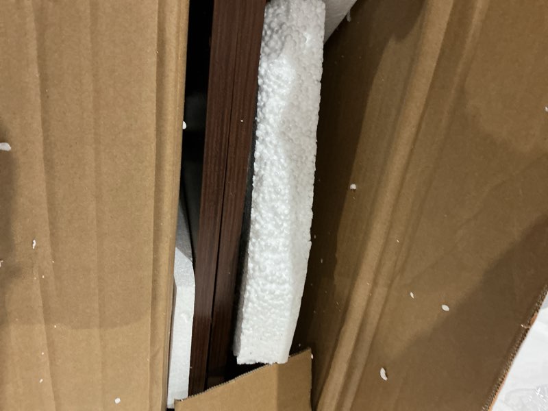 Condition photo showing As Is for cat litter box enclosure with cat scratch pad, sliding door, 37.4" litter box enclosure furniture hidden litter box, modern indoor cat house, tv stand, side end table for living room, walnut 37.4"l x 19.7"w x 21.6"h walnut