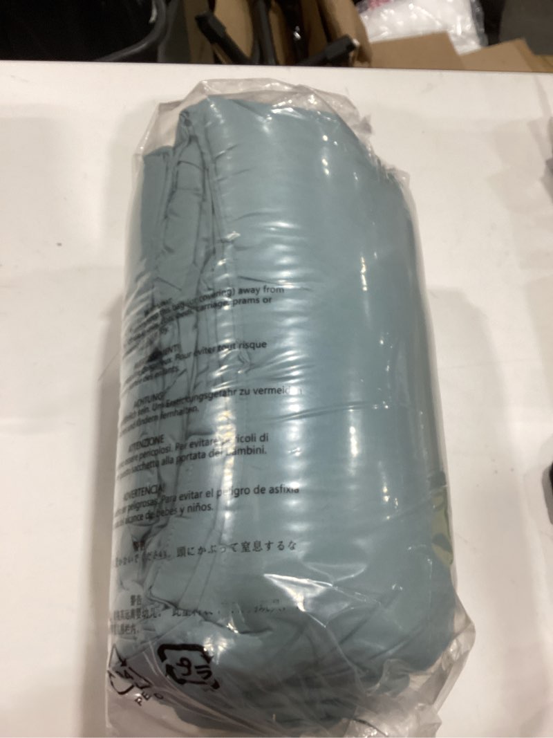 Condition photo showing New/Like New for Amazon Basics Lightweight, Soft King Size Comforter Sets, All-Season Down-Alternative 3-Piece Bedding Set, Pinch Pleat Design, Spa Blue Spa Blue King