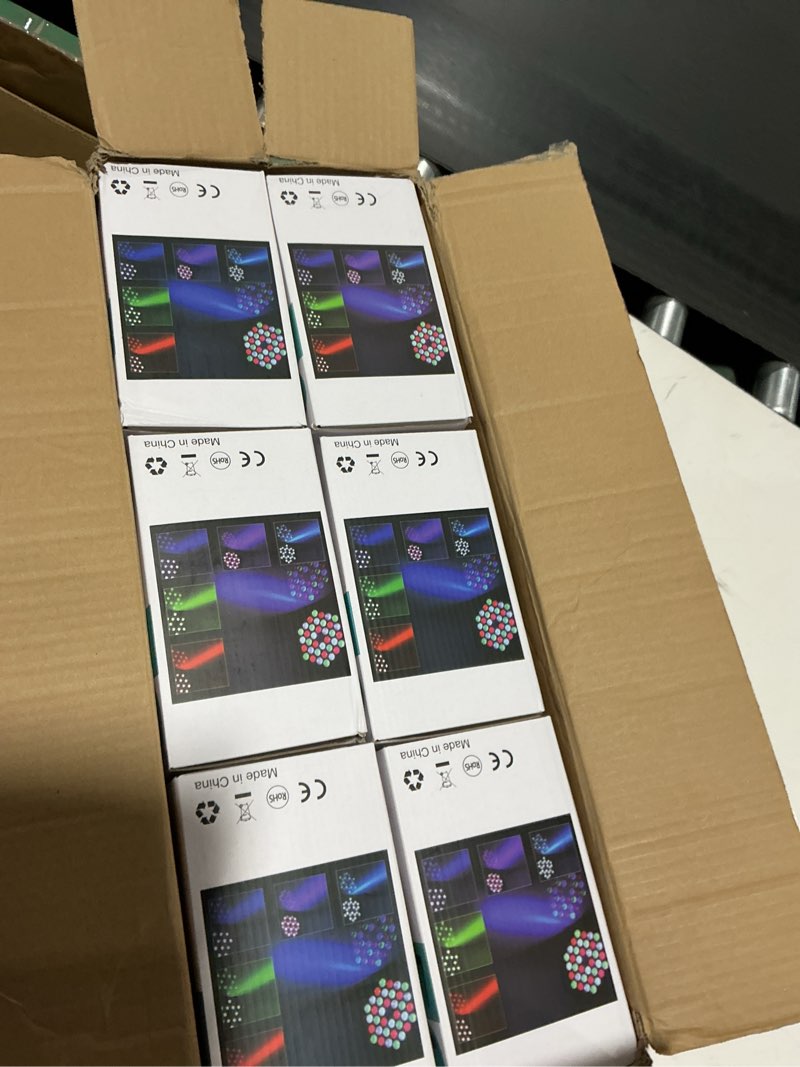 Condition photo showing New/Like New for dj lights, 6 pack 36 led par lights stage lights with sound activated remote control & dmx control, stage lighting uplights for wedding club music show christmas holiday party lighting