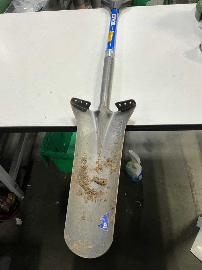 Condition photo showing As Is for kobalt 18-in fiberglass d-handle drain spade