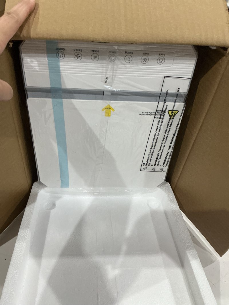 Condition photo showing Good Condition for portable evaporative air cooler, quiet windowless swamp cooler with 4 ice packs, 2 gallon water tank, remote control, 4 modes & 3 speeds, oscillating cooling fan for bedroom, living room and office white 22'*12'*11'