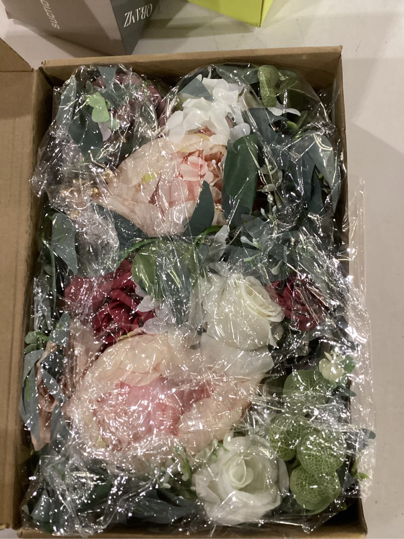 Condition photo showing Good Condition for 2 pcs wedding arch decorations - reusable artificial hanging flowers floral swag greenery garland for wedding welcome sign backdrop bridal ceremony reception backdrop decoration bean paste 2