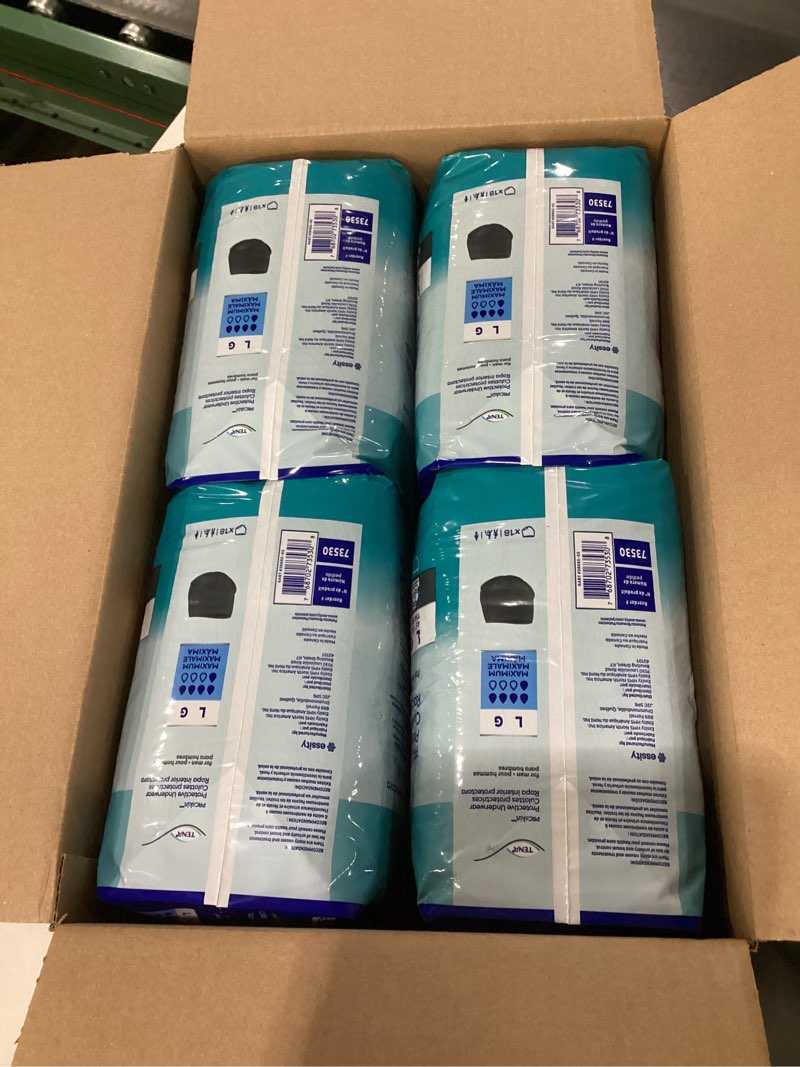 Condition photo showing New/Like New for Tena ProSkin Large Gray Adult Male Moderate Absorbency Protective Disposable Underwear, 72 Count Large 72